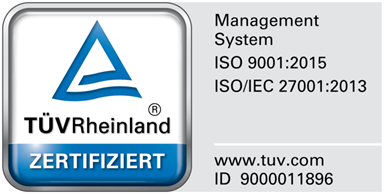 TÜV Rheinland zertifiziert – ISO 9001 und ISO/IEC 27001